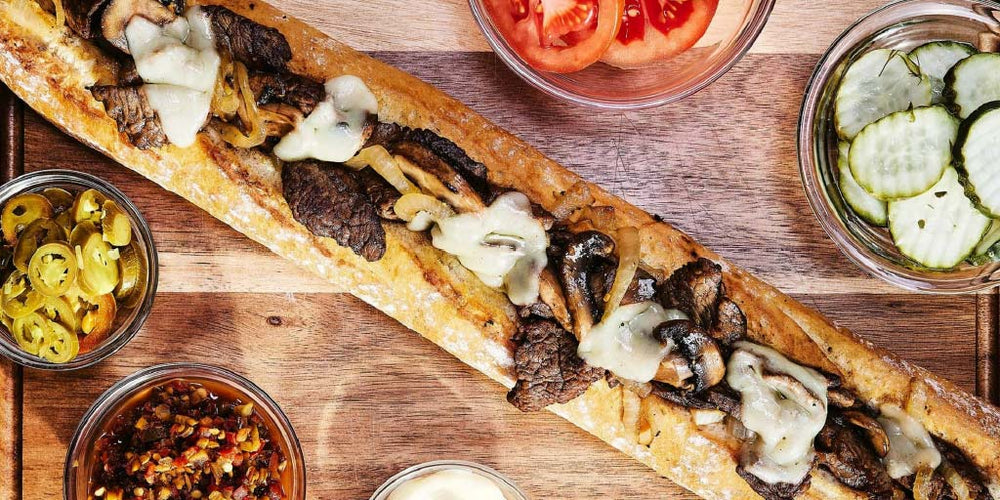 Garlic Butter Mushroom and Onion Cheesesteak