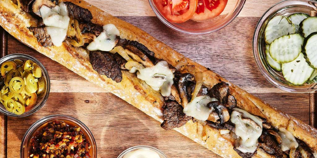 Garlic Butter Mushroom and Onion Cheesesteak