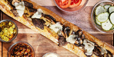 Garlic Butter Mushroom and Onion Cheesesteak