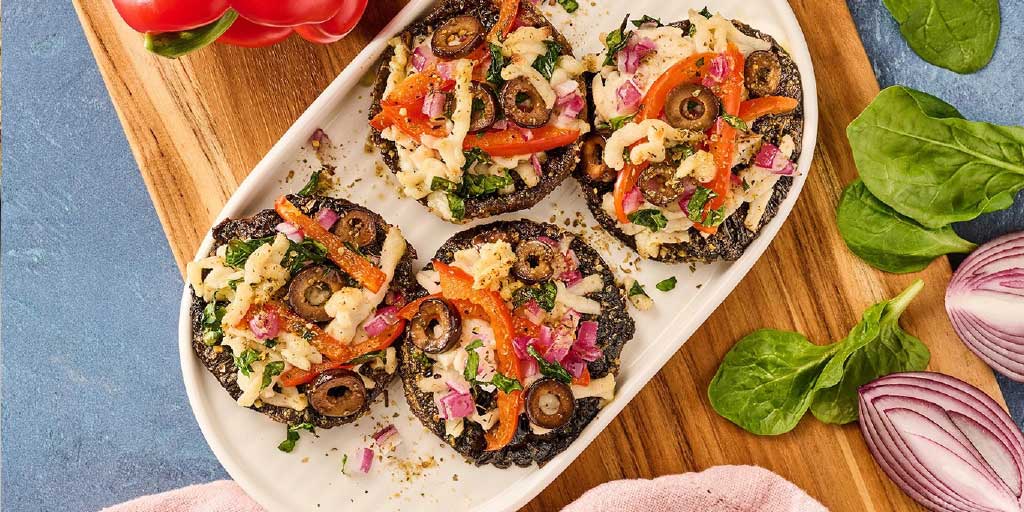 Garlicky Portobello Pizzas