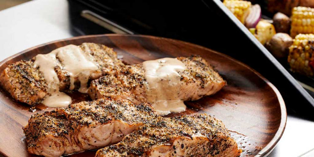 Grilled Salmon with Balsamic Butter Sauce