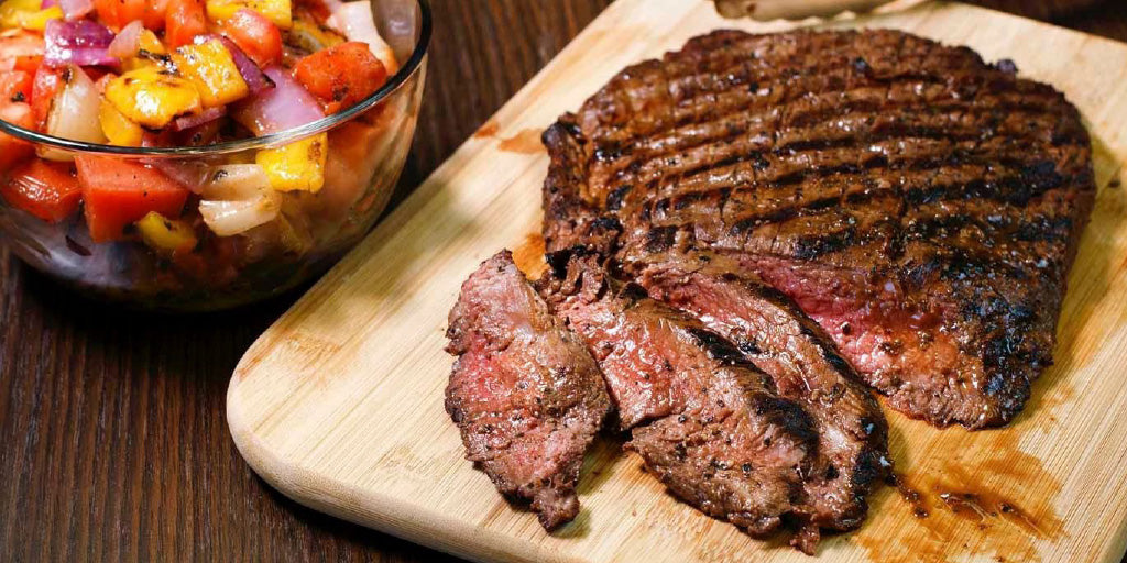 Grilled Montreal Flank Steak with Charred Tomato Salsa