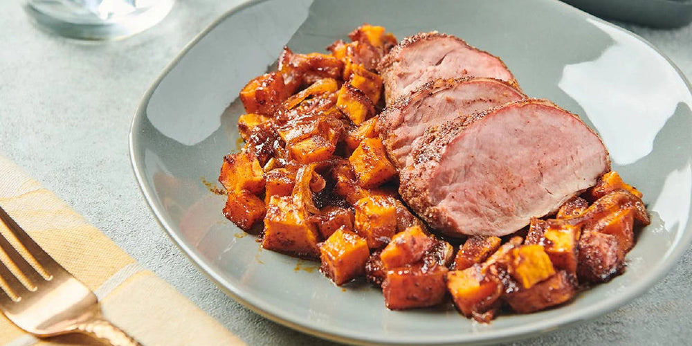 Roast Pork Tenderloin with Brown Sugar Sweet Potatoes
