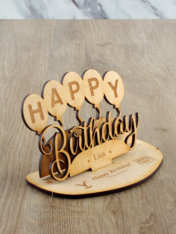 Happy Birthday 3D Wood Card
