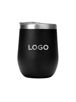 Double Wall Stainless Steel Wine Tumbler with Lid (12oz.) - Customizable