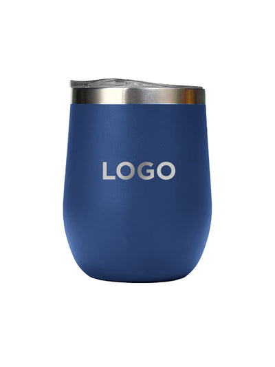 Double Wall Stainless Steel Wine Tumbler with Lid (12oz.) - Customizable