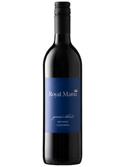 Wine bottle with 'Royal Mama' label on a white background