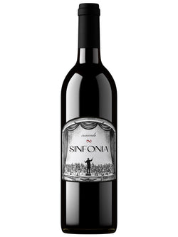 Wine bottle labeled 'Sinfonia' on a white background
