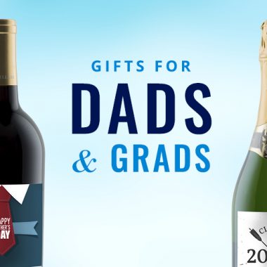 Two bottles of custom label Father's Day wines