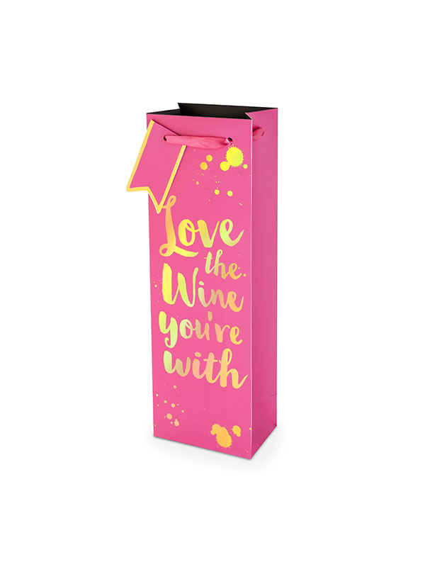 "Love The Wine You're With" Bottle Gift Bag - WineShop At Home love the wine you're with wine bottle bag