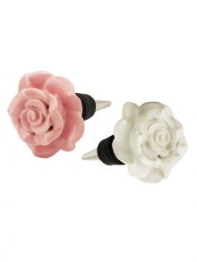 Pink & White Ceramic Rose Wine Stoppers (Set of 2) - WineShop At Home ceramic wine stoppers