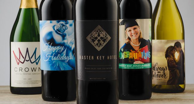 Group of wines with personalized labels