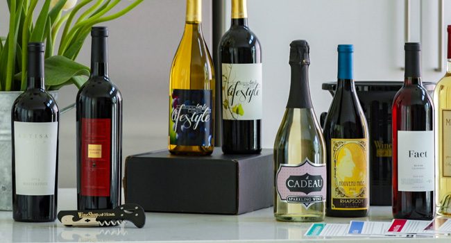 Selection of wines on a countertop
