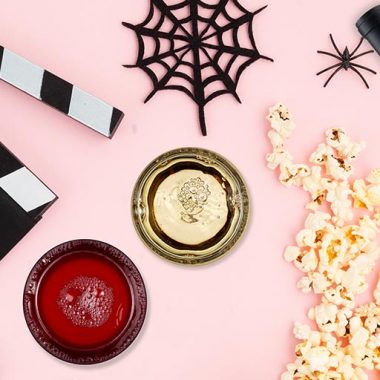 Wine and popcorn for Halloween movie night