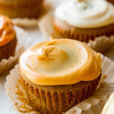 Spice Cupcakes with Autumn Colored Cream Cheese Frosting