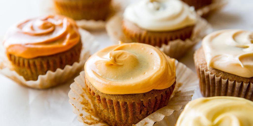 Spice Cupcakes with Autumn Colored Cream Cheese Frosting