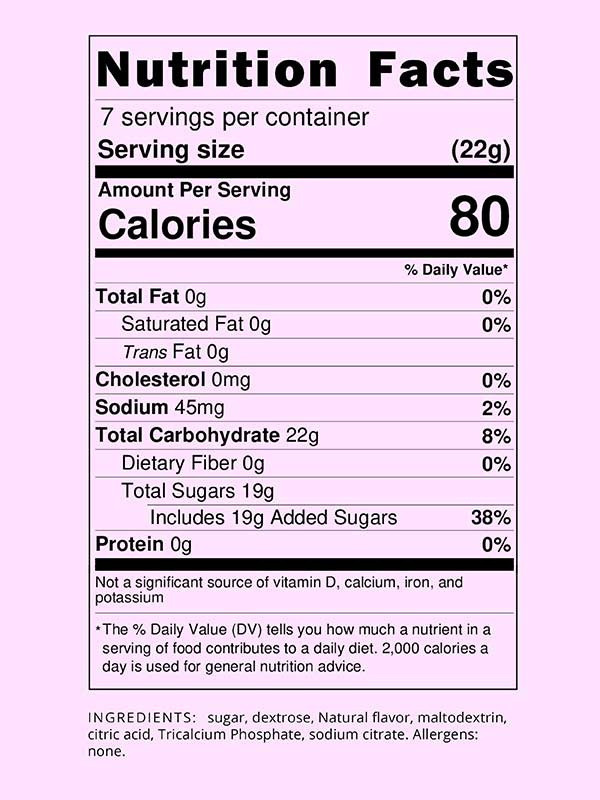 Blackberry Sangria Slushie Mix - Nutrition Facts