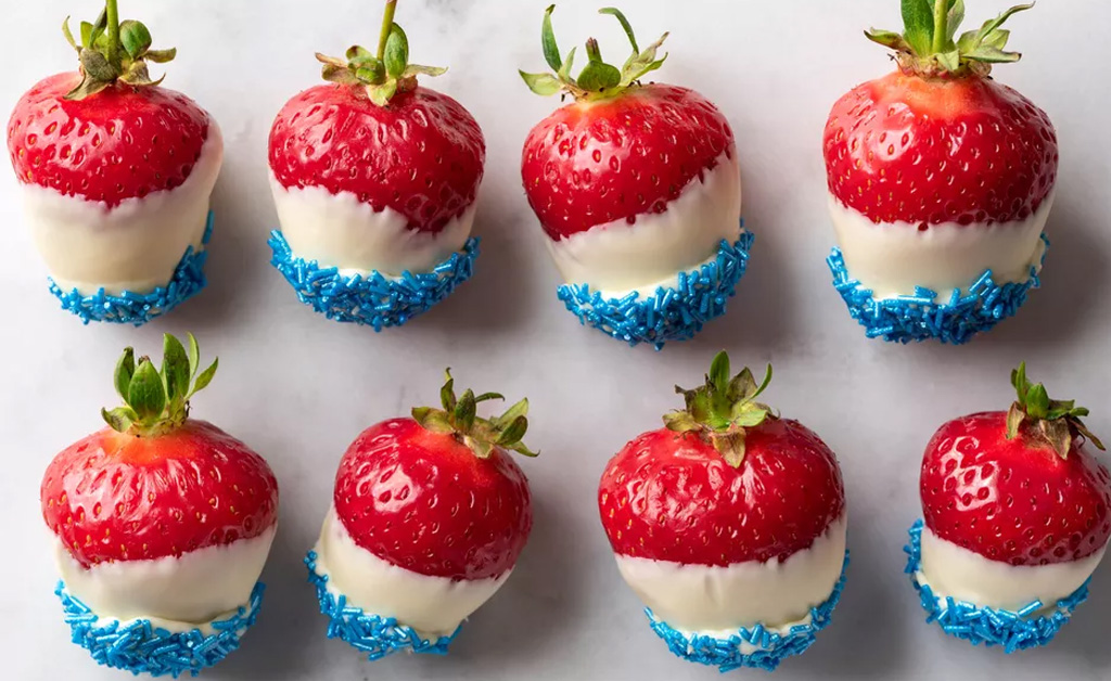 Red White and Blue Dipped Strawberries