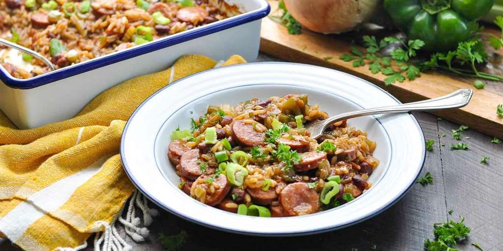 Dump-and-Bake Sausage Red Beans and Rice Casserole