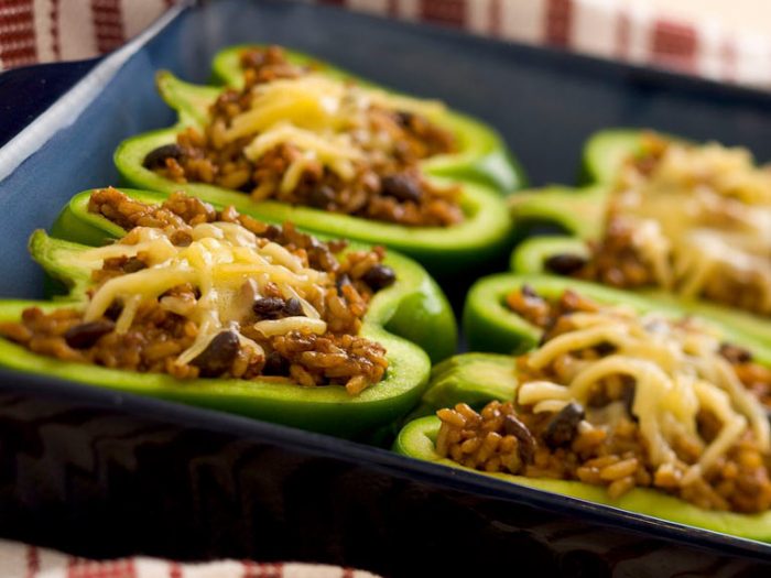 Black Bean and Rice Stuffed Peppers with Jack Cheese