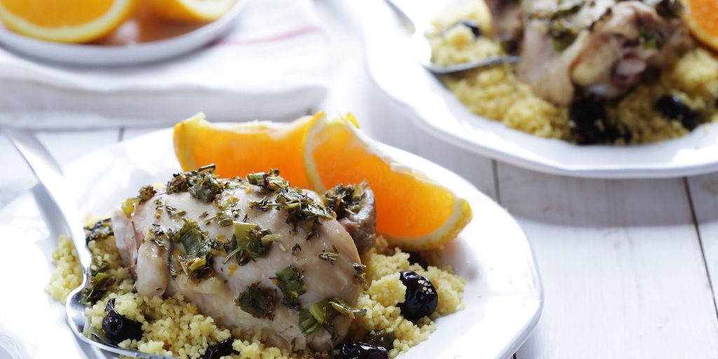 Thyme Roasted Chicken with Cranberry Orange Couscous